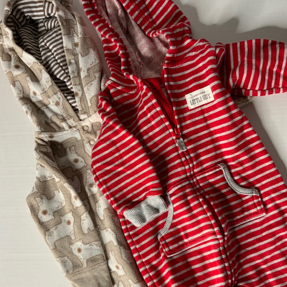 (3/$12) 9 month boys winter romper hoodies